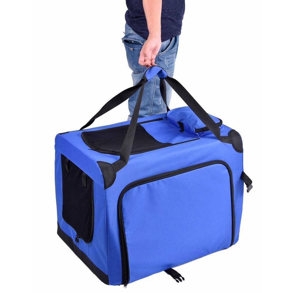 Hounda Accordion Metal Framed Collapsible Expandable Pet Dog Crate - Small in Blue