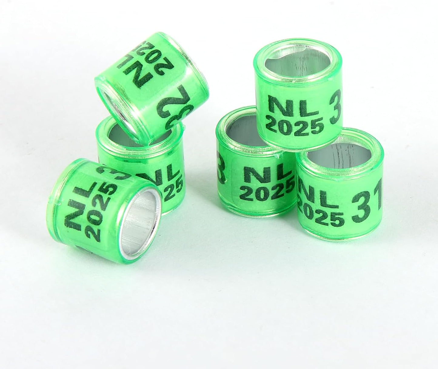 100Pcs Multicolor Aluminium Pigeon Leg Rings Dove Leg Rings Identify Bands Plastic with 2025 NL Training Identify Birds Foot Ring (Green)