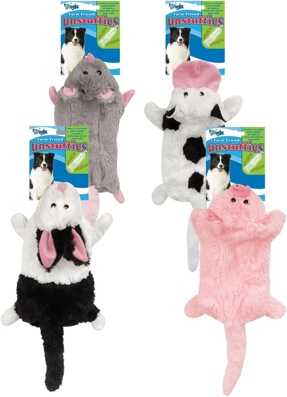US5460 14 14 Farm Friend Unstuffies Dog Squeak Toy, Small Cow