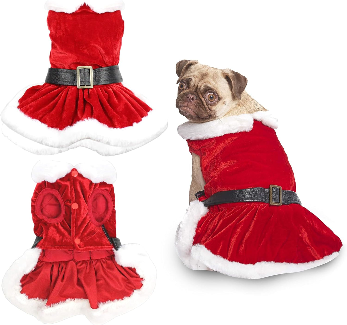 Dog Christmas Dress – Pet Xmas Dog Dress – Mrs. Santa Claus Dog Costume – Red Velvet Skirt Small Dog Dress – Winter Fall Dog Clothes - Holiday Christmas Outfit for Large Dogs Girl - XL