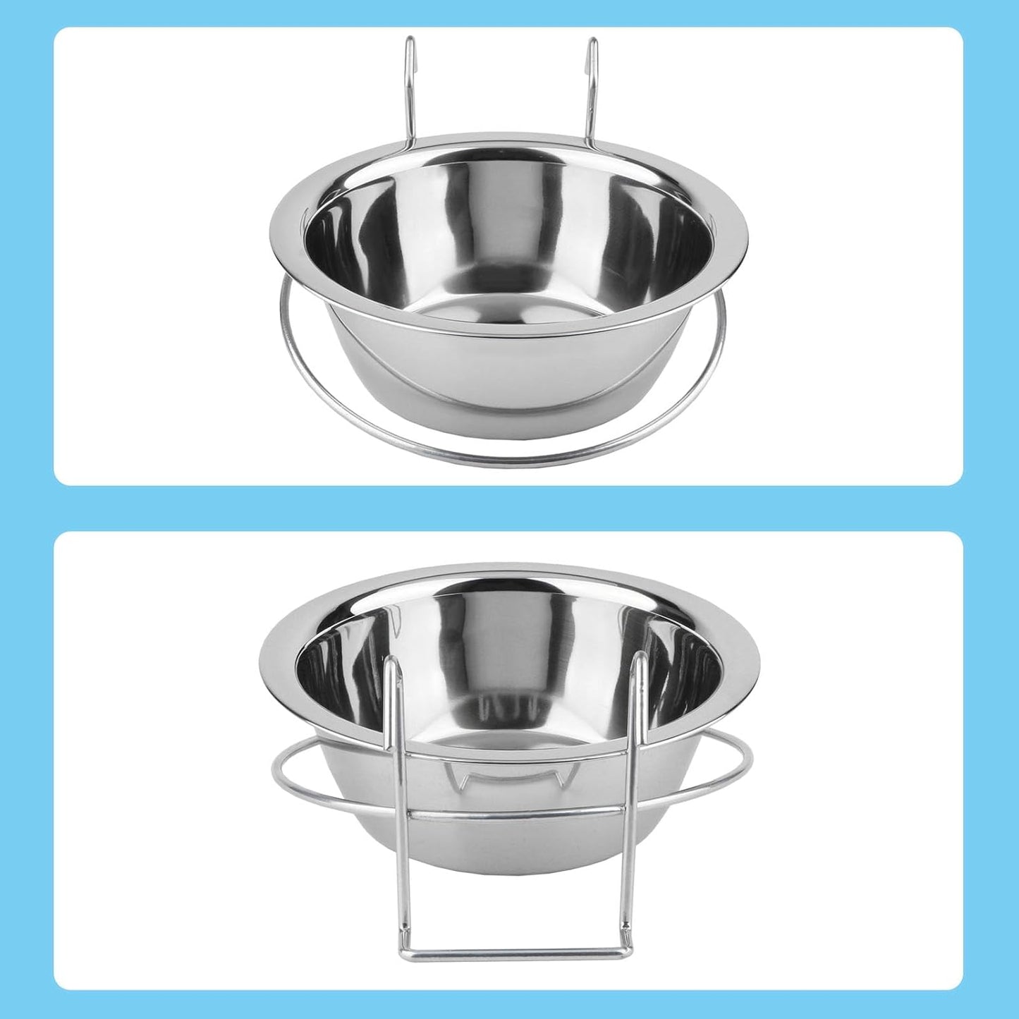 Stainless Steel Food Water Cup with Bolt Hooks for Pet Bird Crates Cages Coop Dog Cat Parrot Bird Rabbit Pet (Small,11Cm)