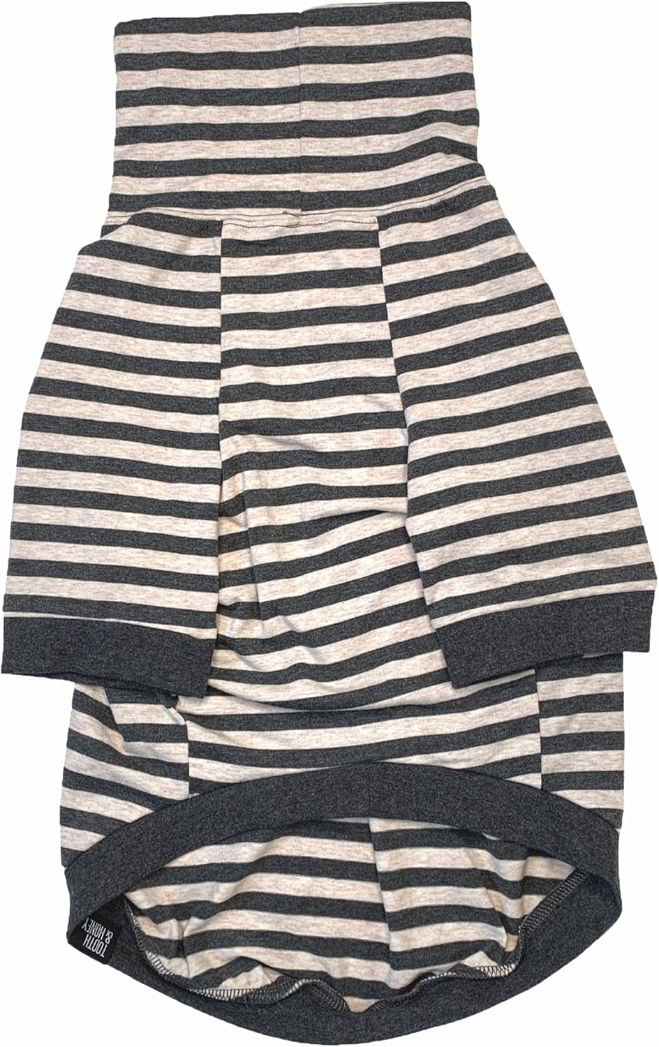 Large Dog Pullover – Breathable Cotton & Spandex with Full Underbelly Coverage – White & Gray Striped Shirt for Allergy & Summer Protection (XXL)