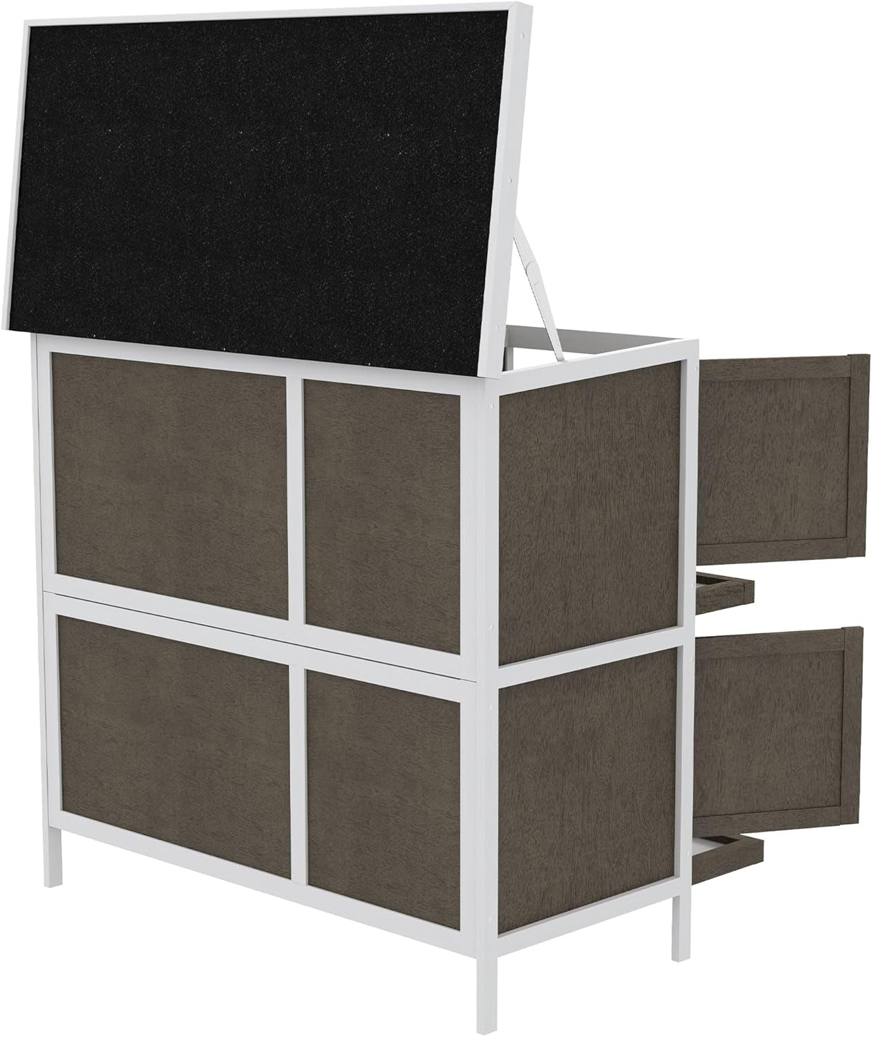 Wooden Bunny Rabbit Hutch, Small Animal Habitat with Ramp, Removable Tray & Weatherproof Roof, for Rabbits, Chickens, Ducks, Indoor/Outdoor, Brown
