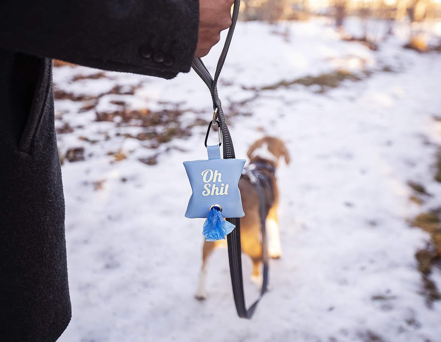Dog Poop Bag Waste Bag Dispenser Holder Cute Funny (Blue (White Lettering))