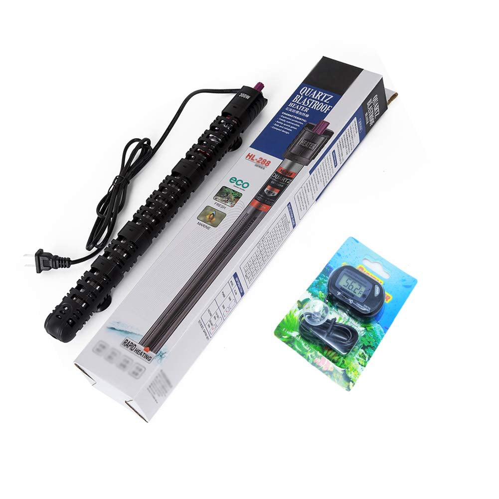 Submersible Aquarium Heater Auto Thermostat, 300W Fish Tank Heater with LCD Digital Aquarium Thermometer, Shatter-Proof and Blast-Proof