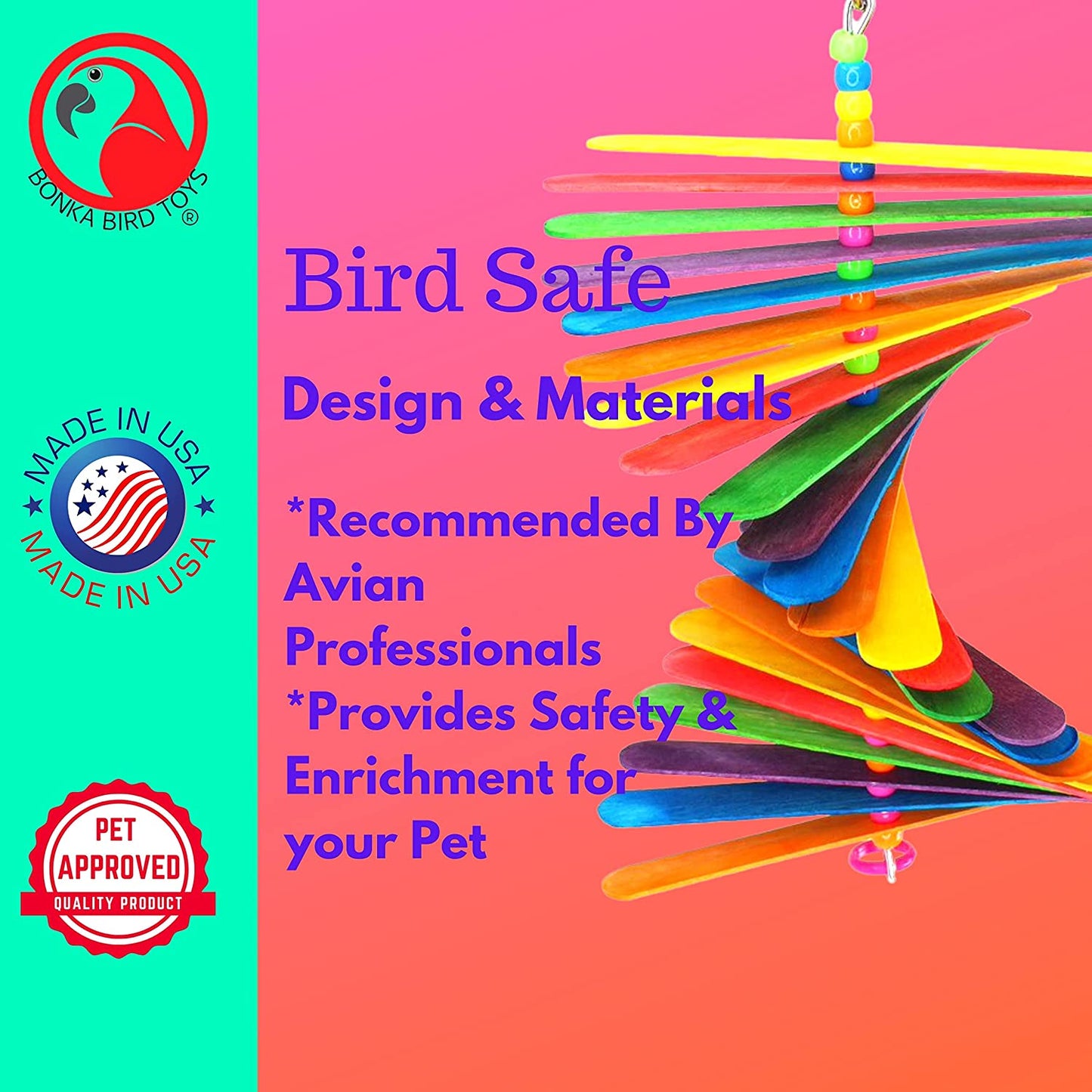 867 Big Stick 9.50" X 6", Medium Parrot Chew Cage Toy, Conure, Quaker, Pionus, and Similar