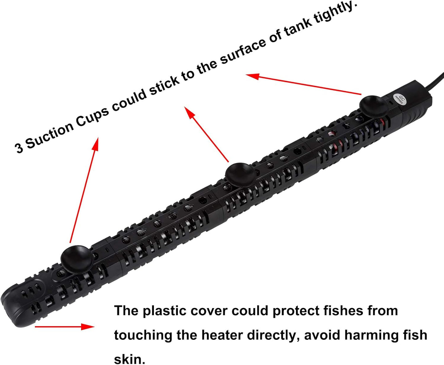 100W/300W/500W Aquarium Heater 500 Watt Fish Tank Heater Submersible Auto Thermostat Turtle Tank Heater 40-90 Gallon with Protective Sleeve and 3 Suckers