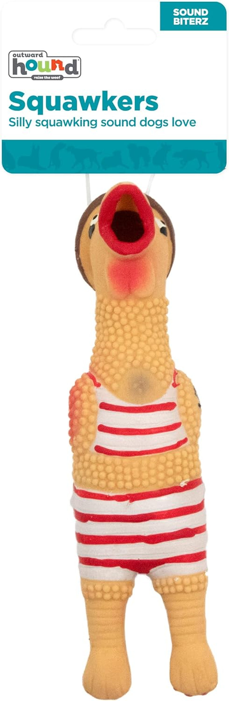 Squawkers Grandpa Gimpy Latex Rubber Chicken Interactive Dog Toy, Large