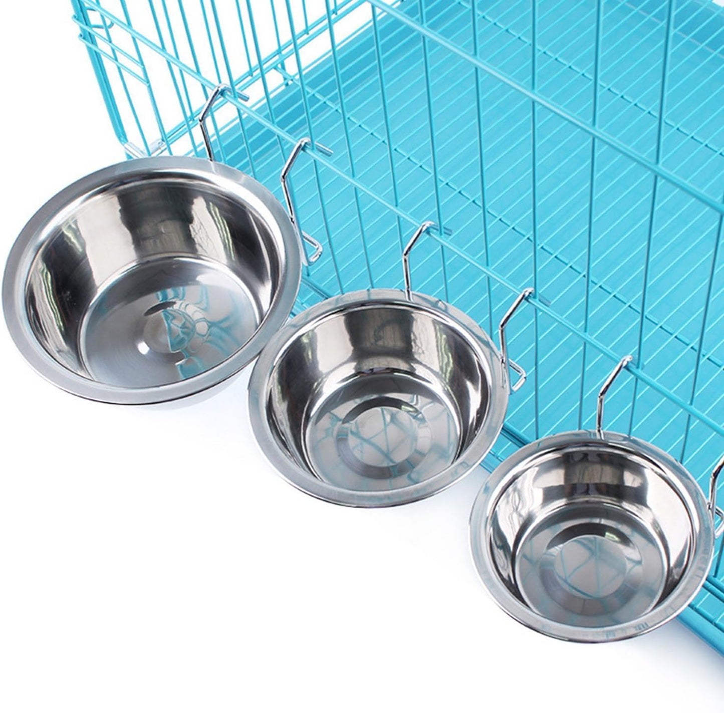 Stainless Steel Food Water Cup with Bolt Hooks for Pet Bird Crates Cages Coop Dog Cat Parrot Bird Rabbit Pet (Small,11Cm)