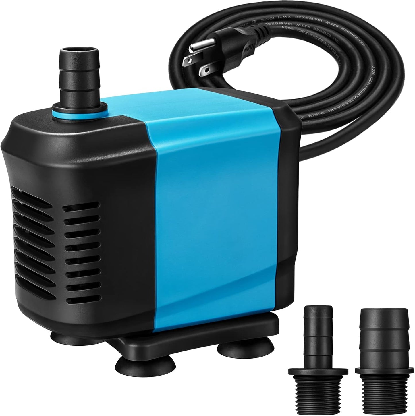 660GPH Submersible Pump(3000L/H, 55W), Ultra Quiet Water Pump with 6Ft High Lift, Aquarium Pump with 6.5Ft Power Cord, 3 Nozzles for Fish Tank, Aquarium, Pond, Statuary, Hydroponics