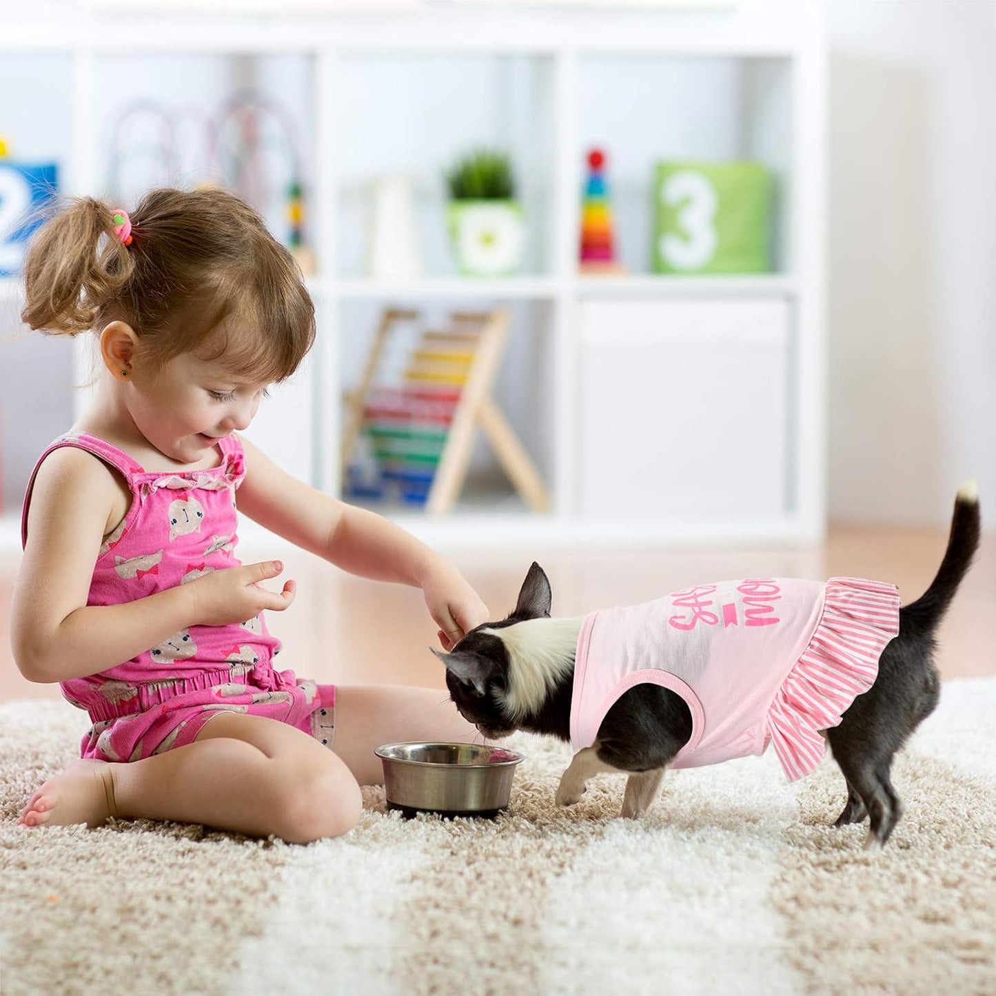 4 Pieces Pet Dress Shirt Cute Pink Dog Sundress Printed Dog Princess Dress Puppy Summer Apparel Clothes Pet Skirt Shirt with Ruffles Cloth for Small Dogs Cats Puppy(S)