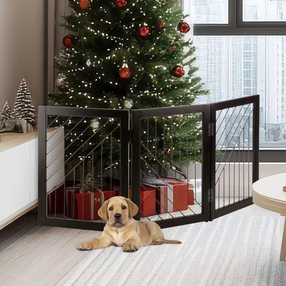 3-Panel Foldable Pet Gate, Black