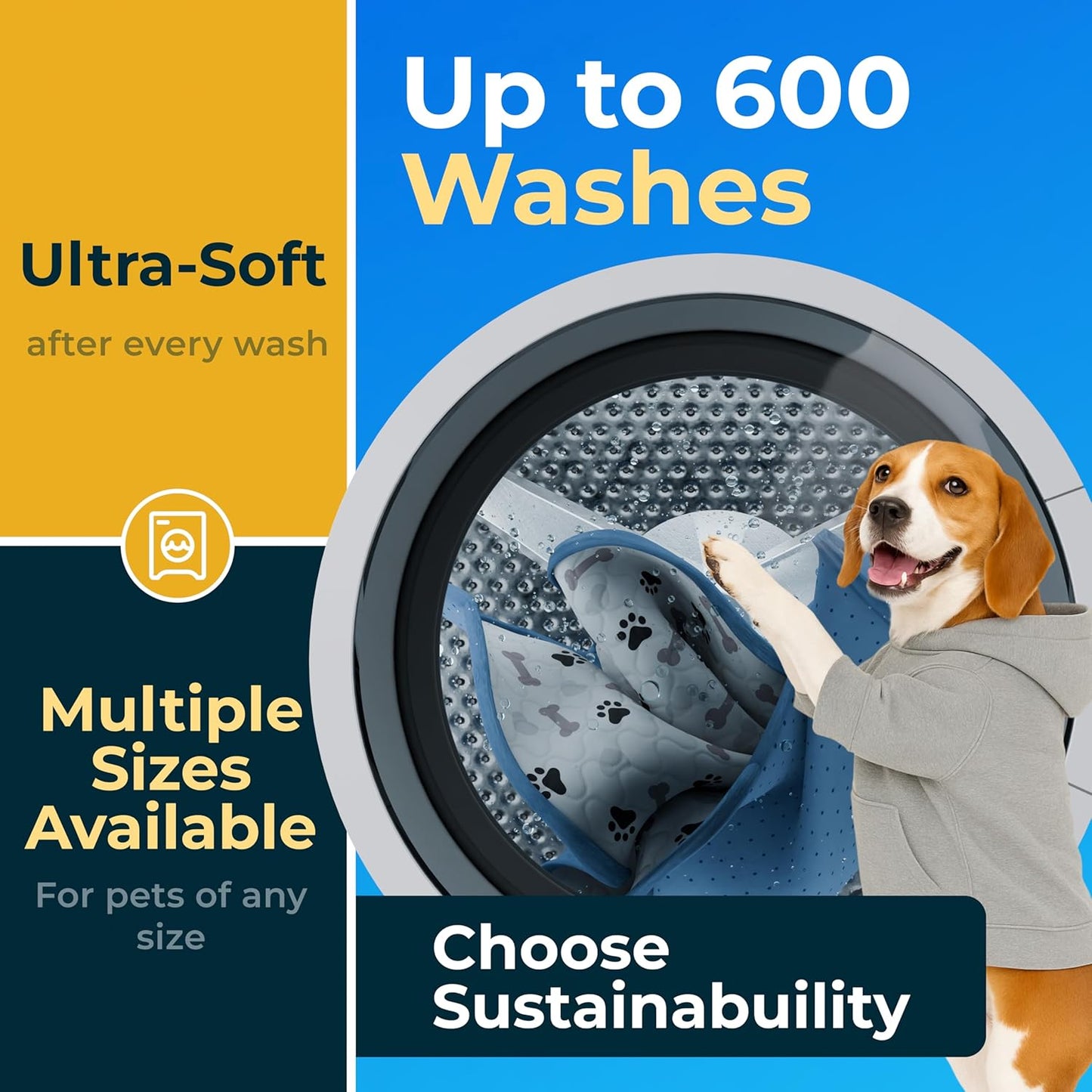 Washable Pee Pads for Dogs - Waterproof Reusable Puppy Pads with Anti-Slip Backing, Pet Training Pad for Puppy Playpen, Crate, Whelping Box, Potty Training (Pack of 2 - 34X36)