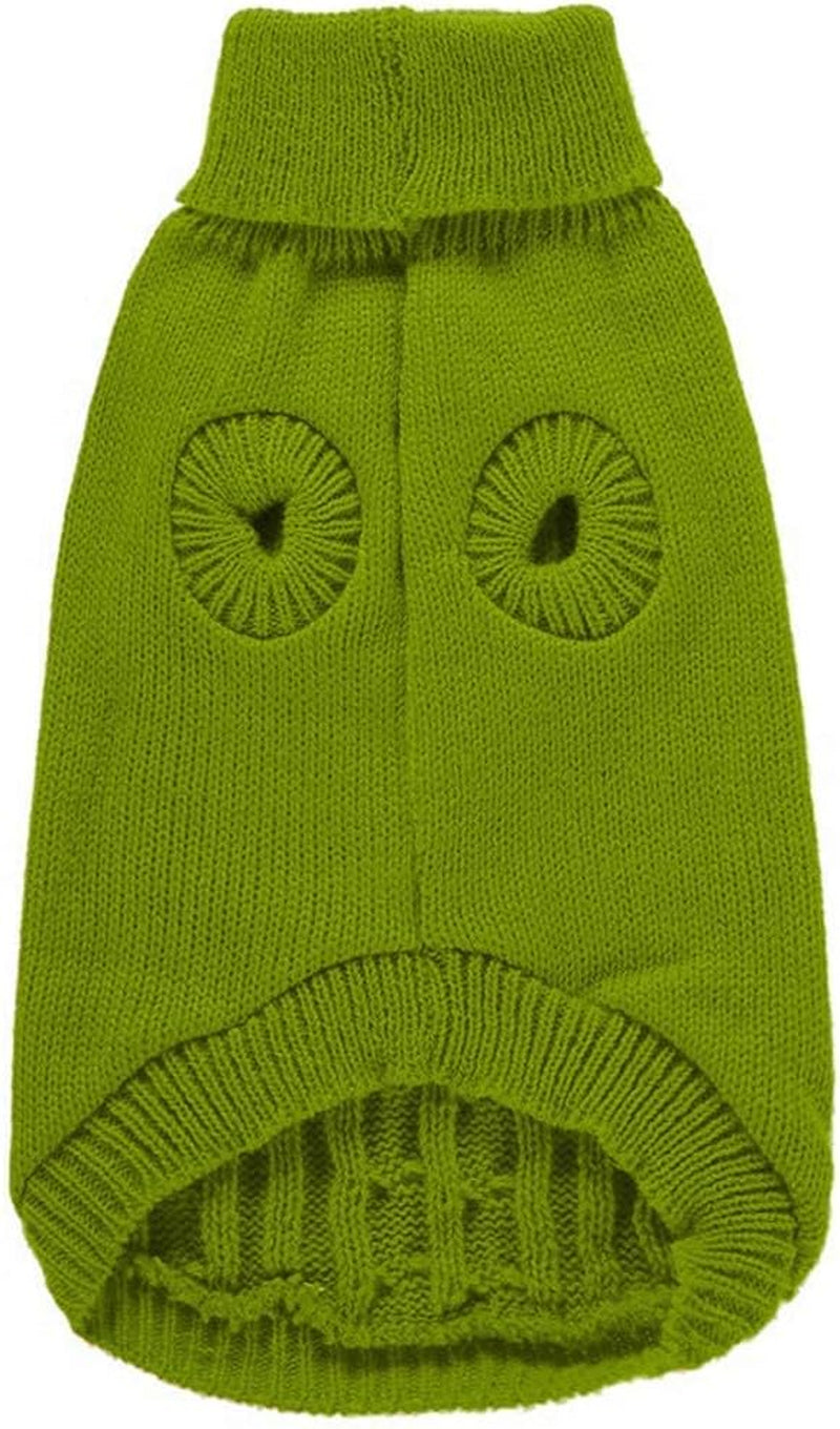 Small Dog Sweaters Knitted Pet Cat Warm Dog Sweatshirt Winter Clothes Kitten Puppy Sweater (X-Small,Light Green)