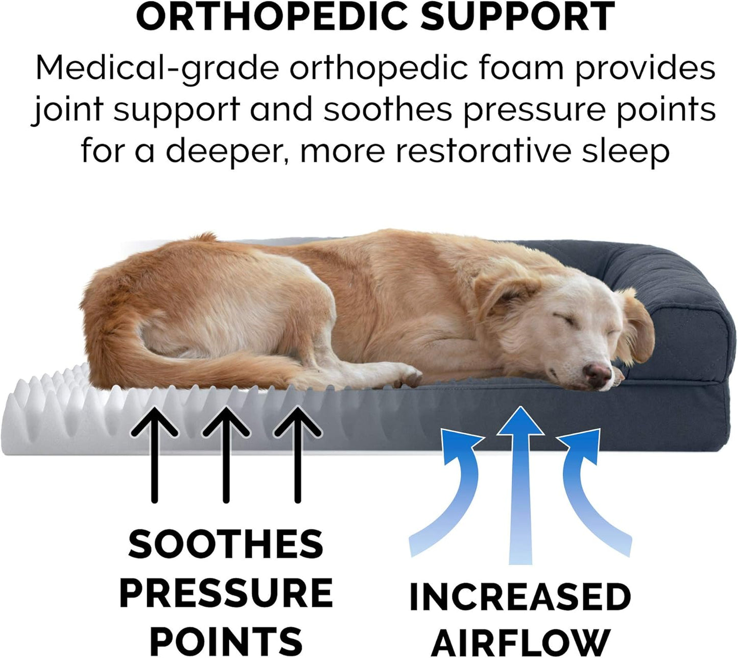 Orthopedic Dog Bed for Large/Medium Dogs W/ Removable Bolsters & Washable Cover, for Dogs up to 55 Lbs - Quilted Sofa - Iron Gray, Large