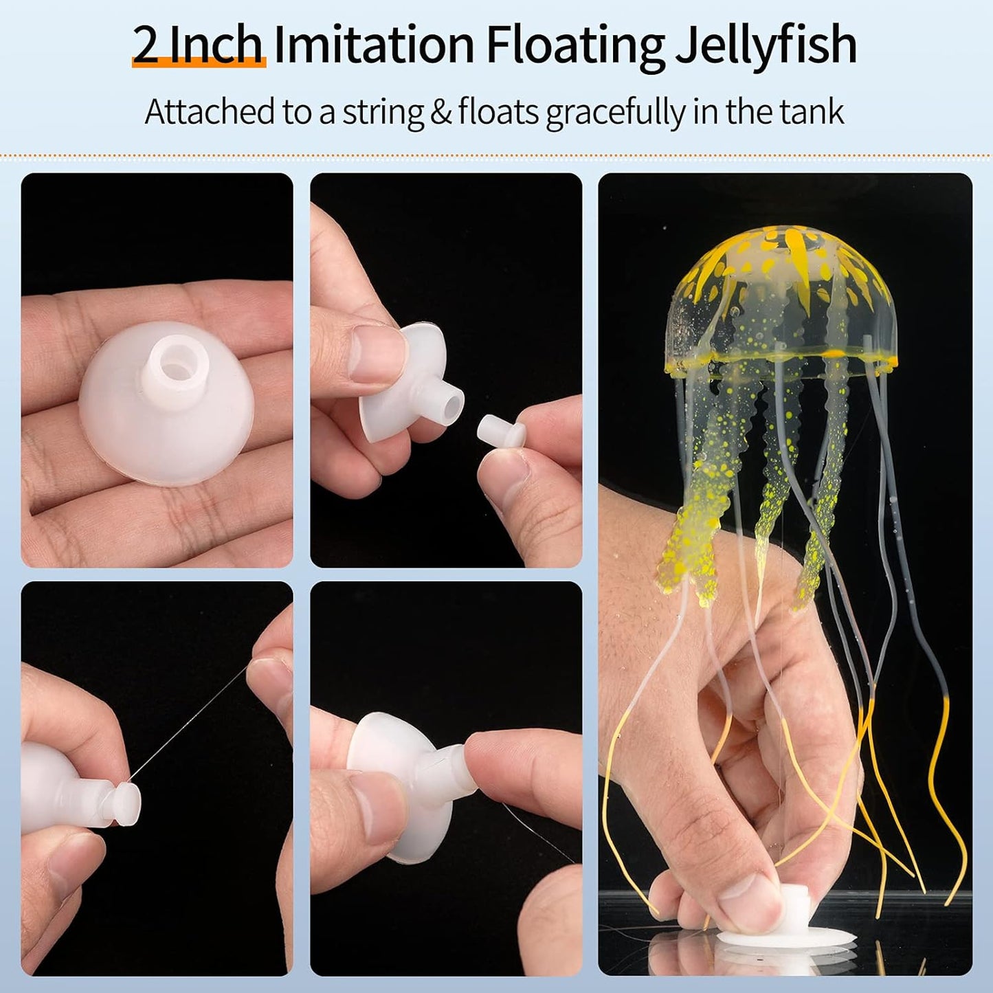 4 Pack Fish Tank Decorations Glowing Effect Aquarium Décor Small Silicone Artificial Jellyfish Coral Plant Ornament