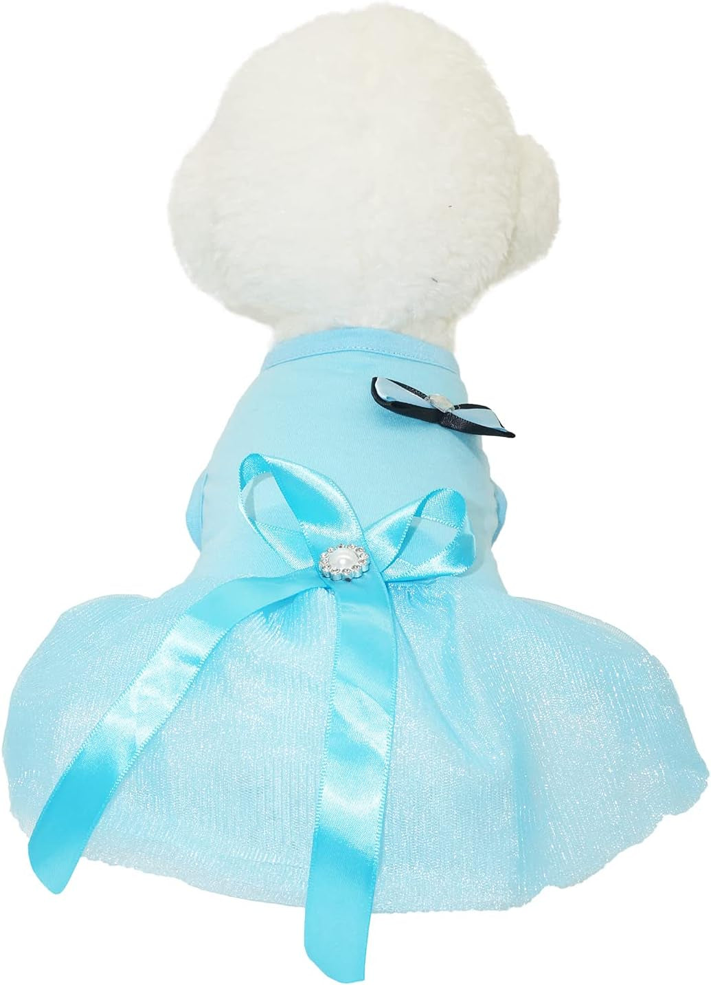 Dog Dresses for Small Medium Dog Cat Pet Dog Princess Tutu Dresses Dog Skirt Bow Crystal Belt Skirt Pet Clothes (Medium, Blue)