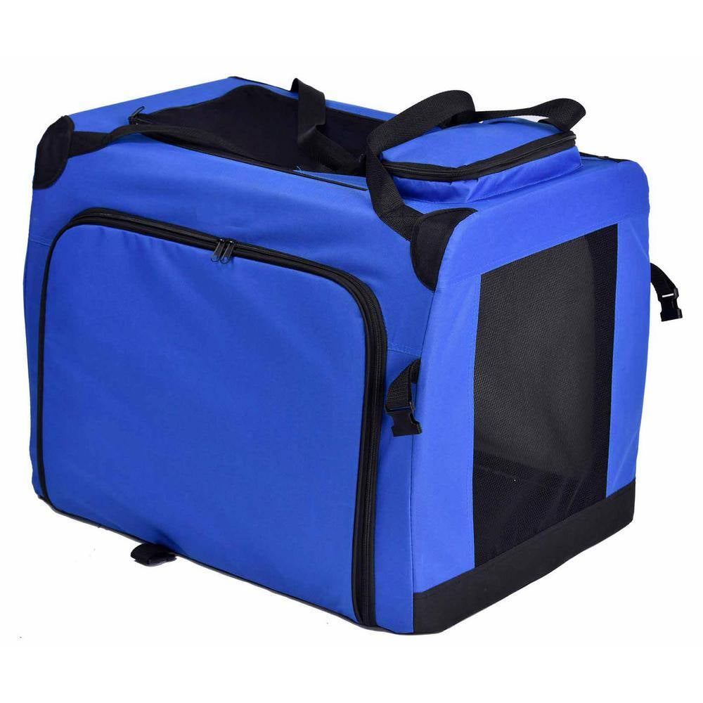 Hounda Accordion Metal Framed Collapsible Expandable Pet Dog Crate - Small in Blue