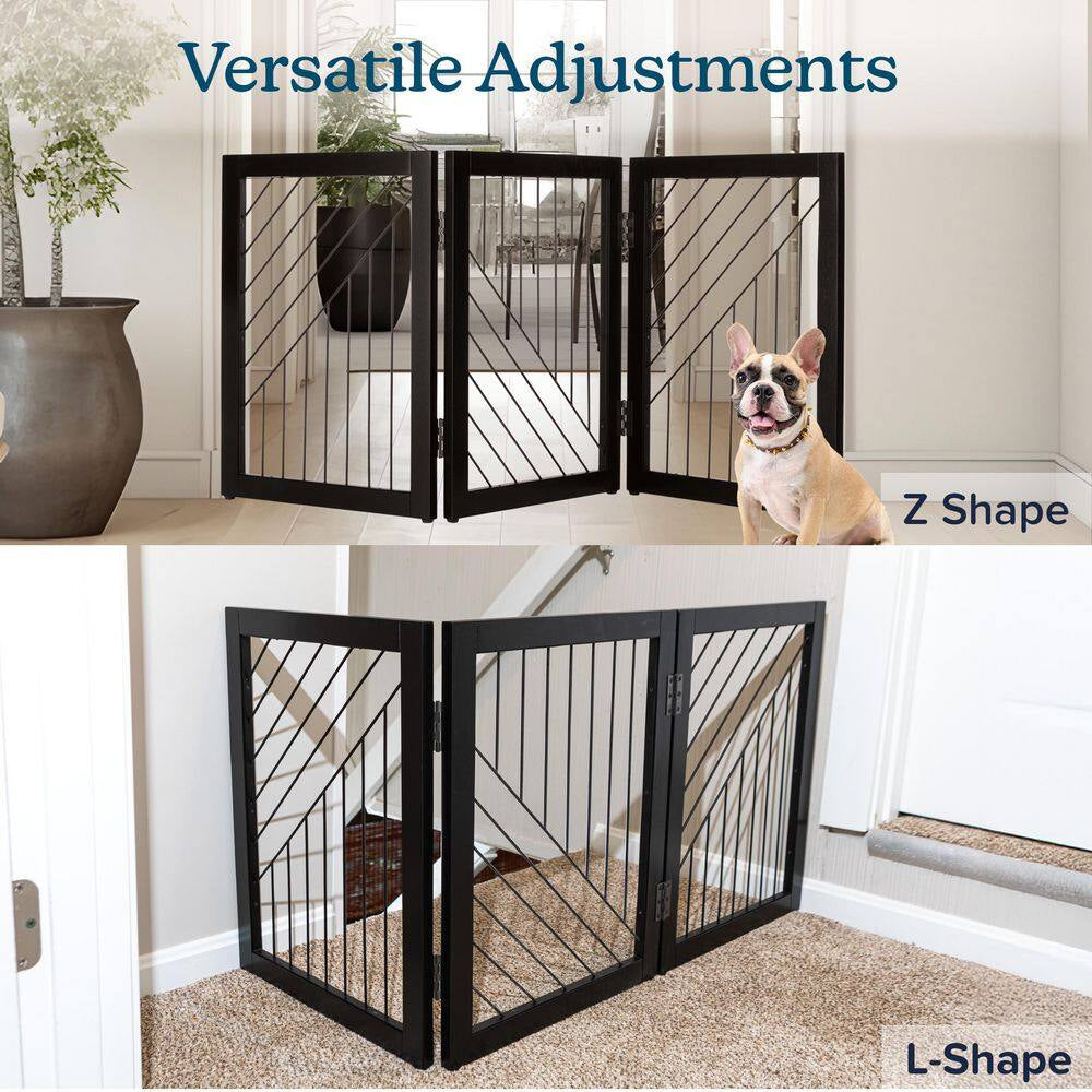 3-Panel Foldable Pet Gate, Black