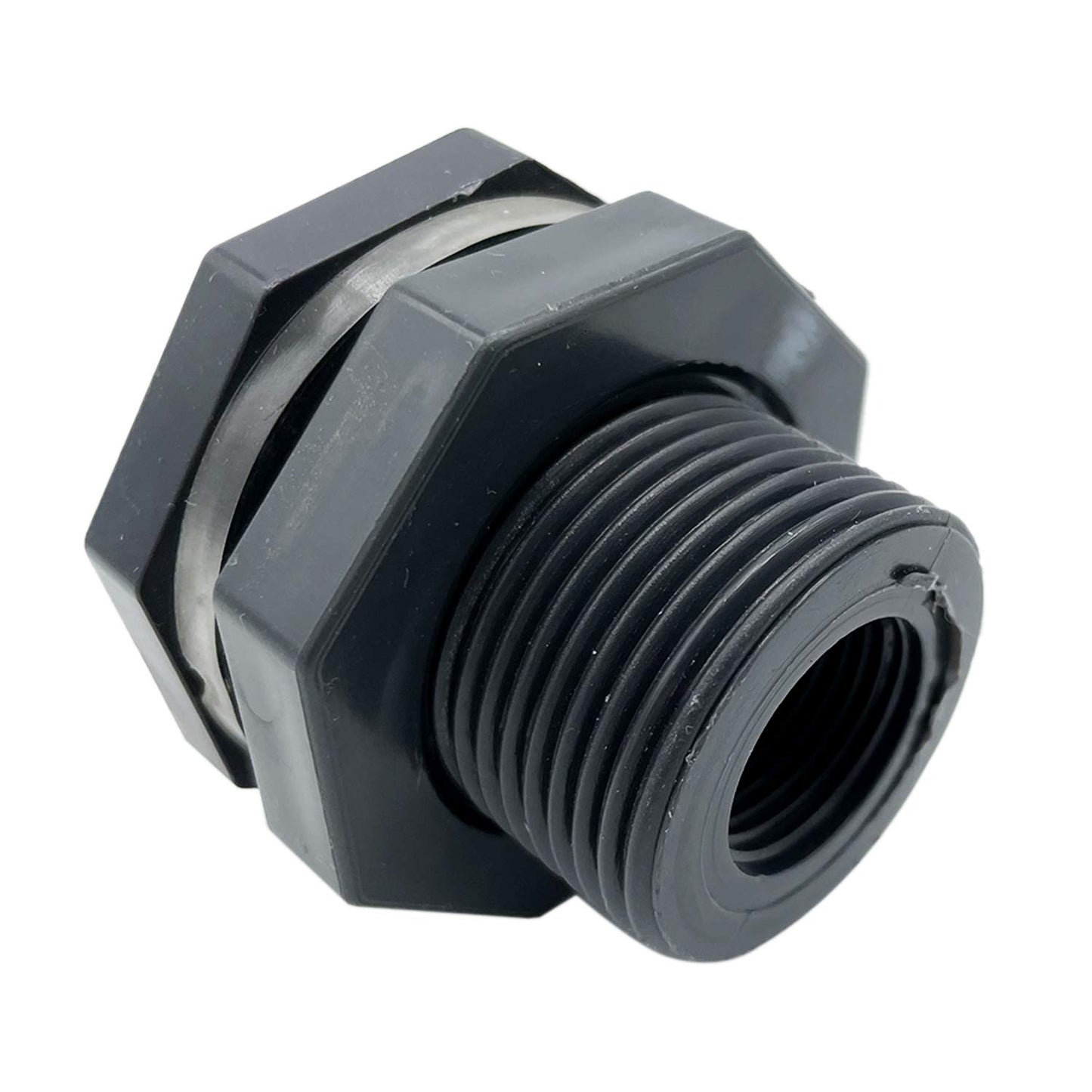 1" Female Bulkhead Water Tank Connector PVC Thru-Bulk Fitting for Rain Barrels, Aquariums, Tubs, Pools (Pack of 2)