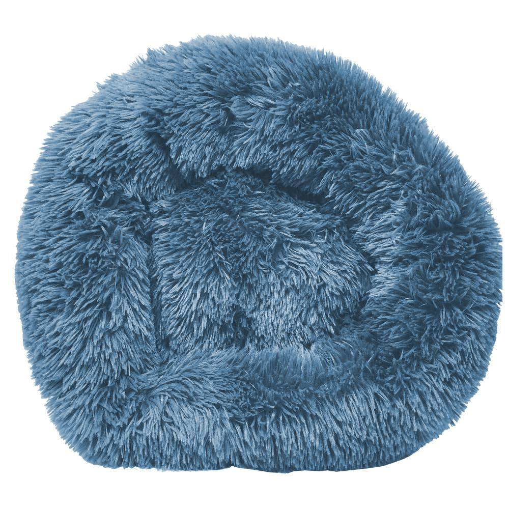 Medium Blue Nestler High-Grade Plush and Soft Rounded Dog Bed