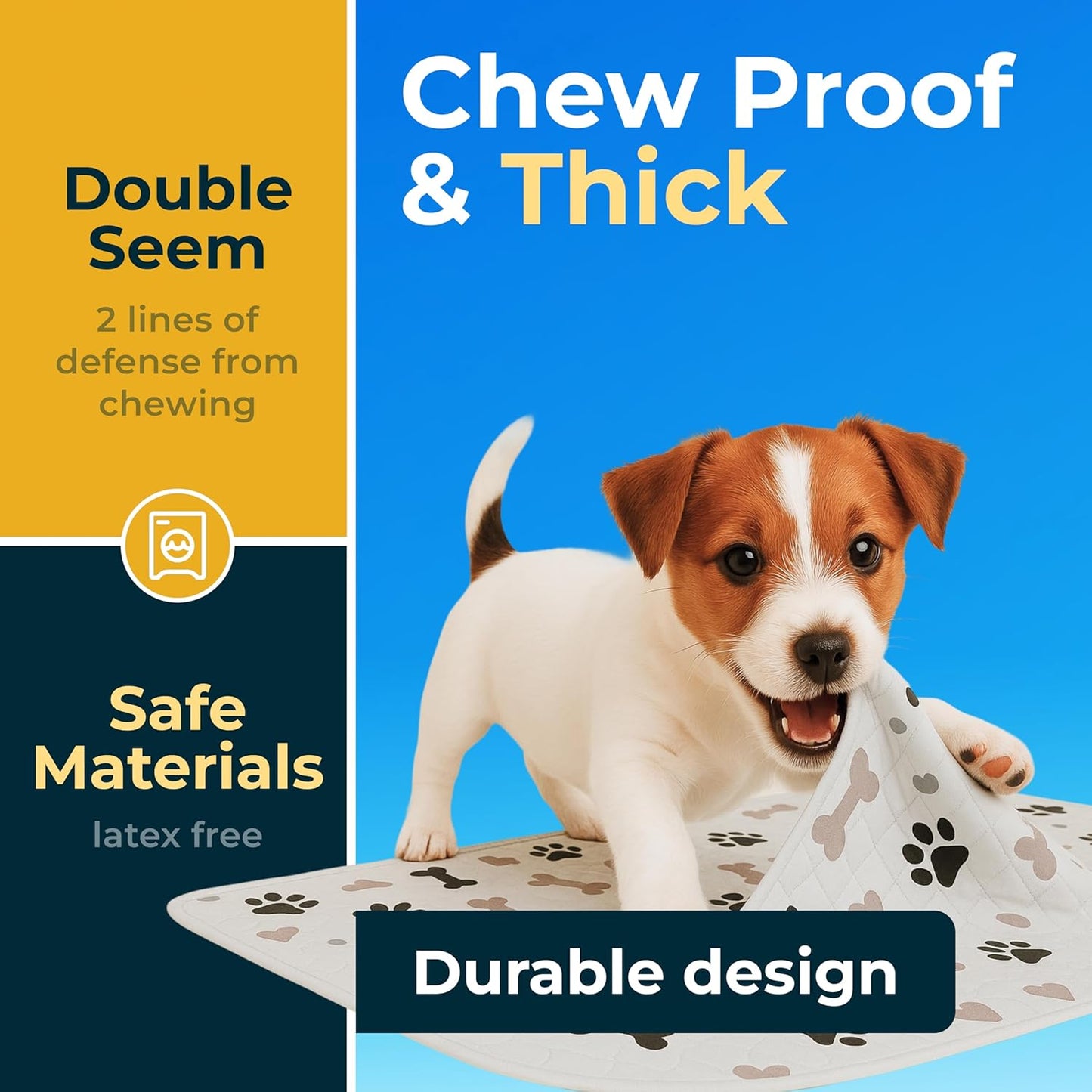 Washable Pee Pads for Dogs - Waterproof Reusable Puppy Pads with Anti-Slip Backing, Pet Training Pad for Puppy Playpen, Crate, Whelping Box, Potty Training (Pack of 2 - 34X36)