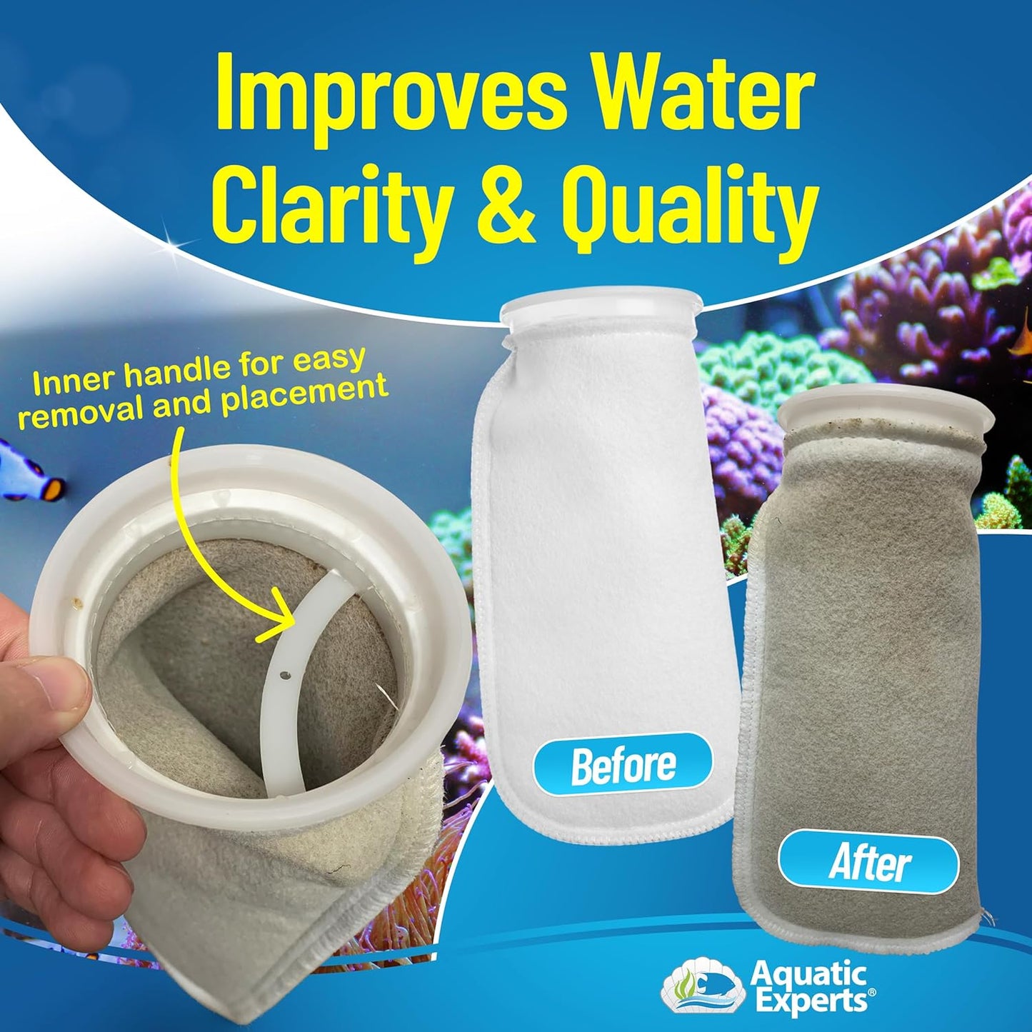 4 Inch Ring 100 Micron Felt Filter Sock - Filter Socks for Saltwater Aquarium, Sump Filter Sock, Freshwater Aquarium Socks, Reef Filter Sock (4"X10.5", 2 Pack)