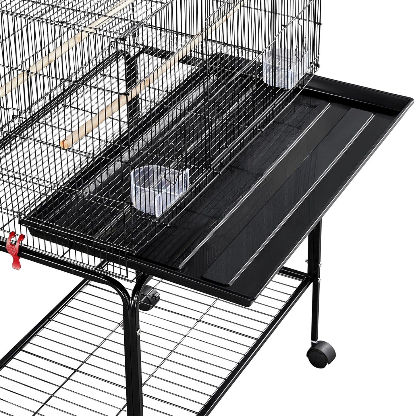 65-Inch Flight Bird Cages for Lovebirds Canaries Parrots Parakeets Budgies Finches Cockatiels Conures with Detachable Rolling Stand, Black