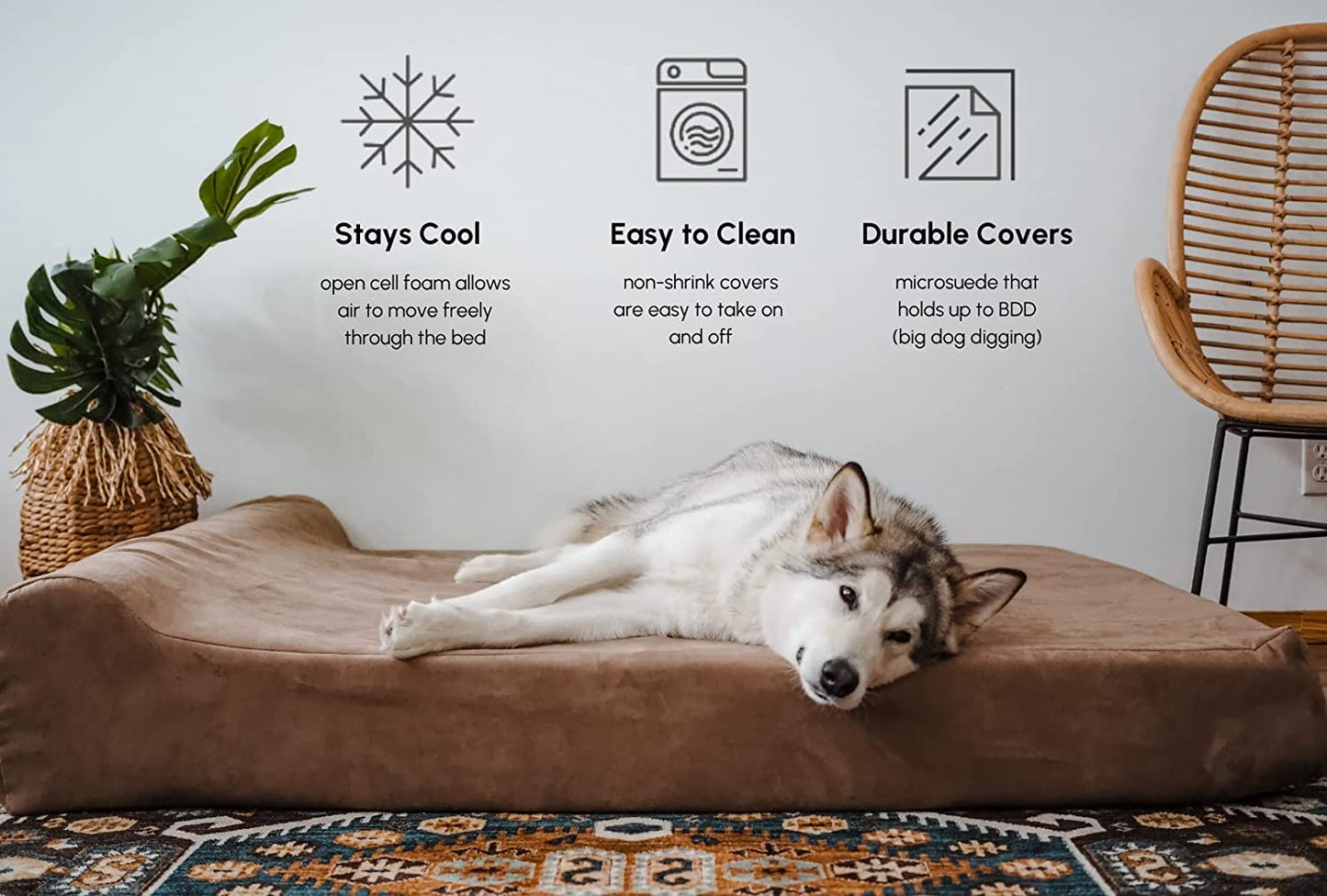 Barker Beds Orthopedic Dog Bed - 7" Pillow Top XL Size (52 X 36 X 11) - Luxury Washable Large Dog Bed with Headrest - Memory Foam Mattress for Big Dogs (Charcoal)