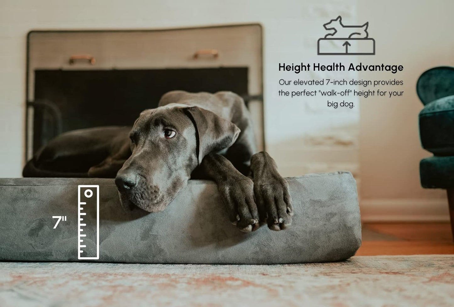 Barker Beds Orthopedic Dog Bed - 7" Pillow Top XL Size (52 X 36 X 11) - Luxury Washable Large Dog Bed with Headrest - Memory Foam Mattress for Big Dogs (Chocolate)