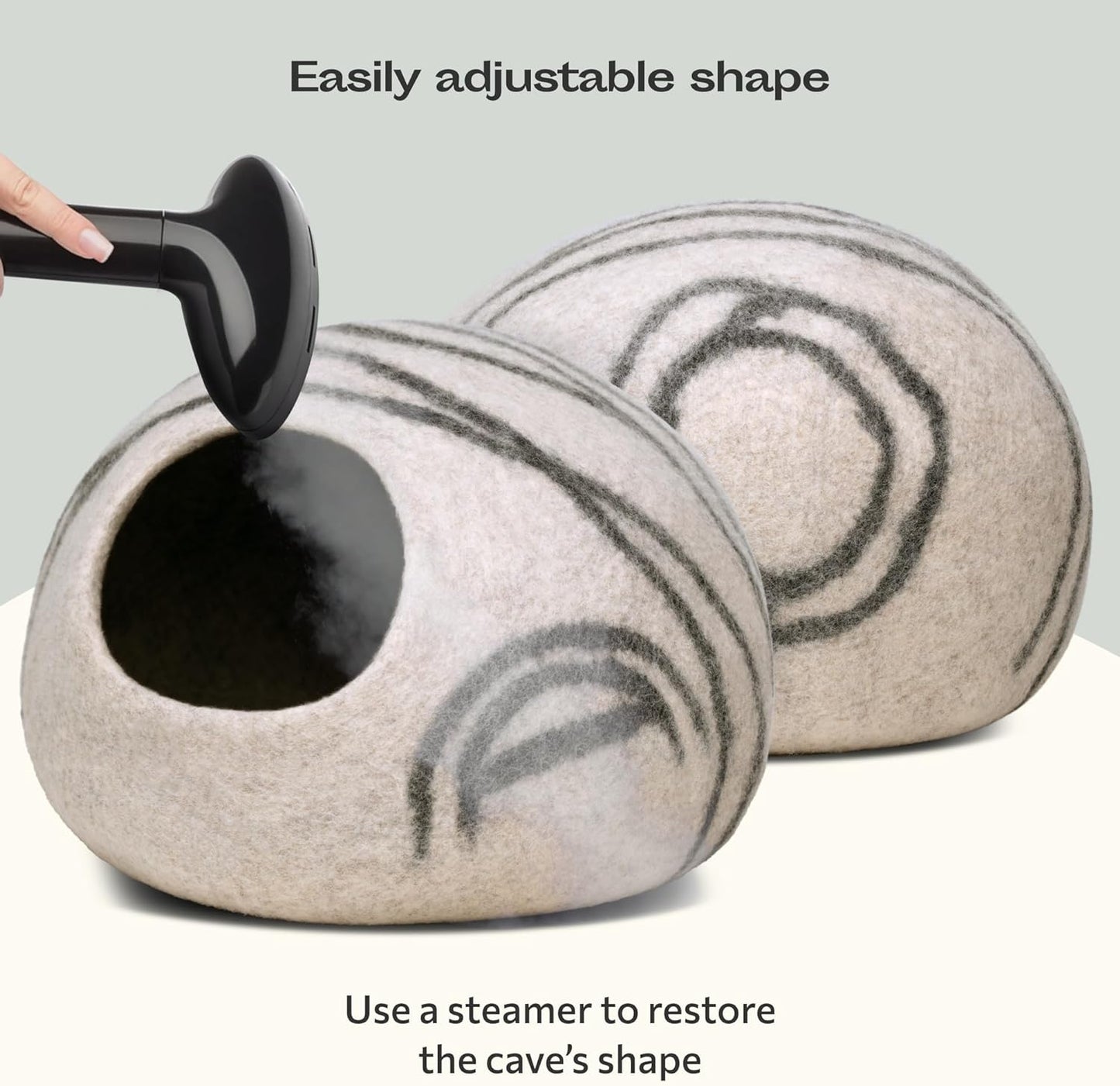 Cat Cave – Premium Felt Cat Bed for Indoor Cats, Handmade 100% Merino Wool (Light Grey, Large)