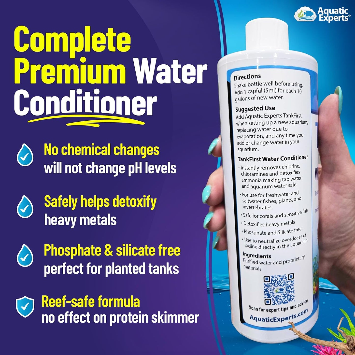 Tankfirst Complete Aquarium Water Conditioner - Fish Water Conditioner, Instantly Removes Chlorine, Chloramines, and Detoxifies Ammonia from Fish Tank (Tankfirst Regular, 500 Ml)