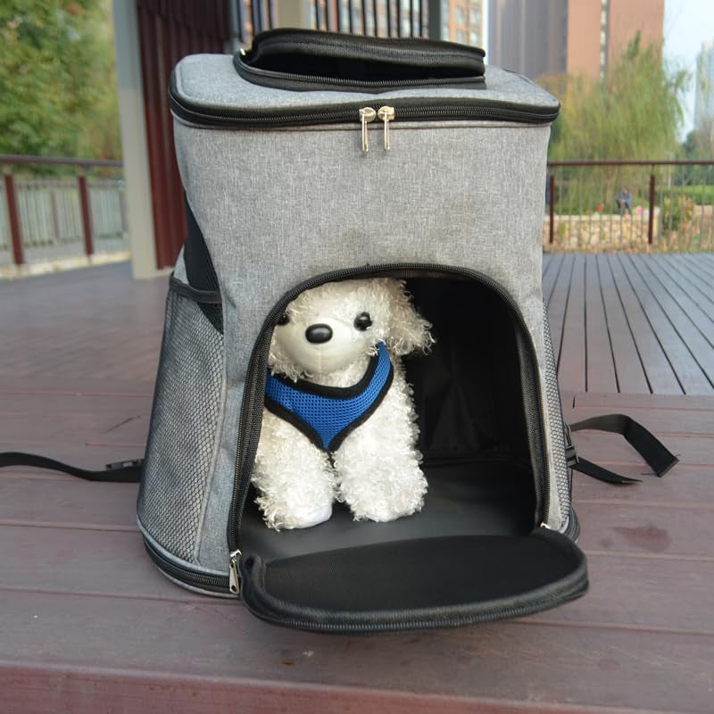 Pet Square Backpack,Privacy-Focused Pet Carrier Backpack for Secret Adventures Cat and Dog Outgoing Bag Pet Travel Portable Bag Dog Bag Cat Carrier Bag (Black, M:38X29X42CM/15"X11.4"X16.5")