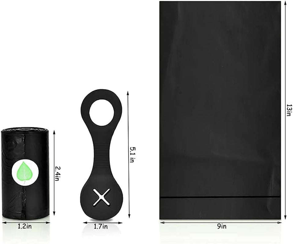 360PCS Dog Poop Bags, Strong Waste Bag Doggy Bags, Extra Thick Poop Bags for Walking Dog with 2PCS Silicone Dog Poop Bag Holder, 360 Bags in Total, Lavender-Scented Black