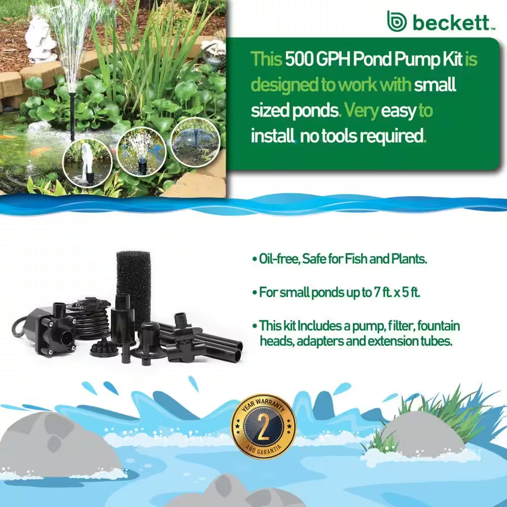 500 GPH Submersible Pond Pump