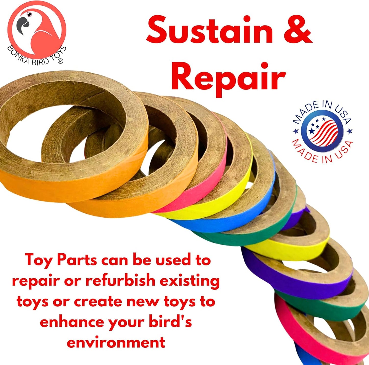 2113 Pk12 Chew Bagels, 12-Pack, 2.75" Diameter, Colorful Compressed Cardboard Rings for Chewing, Foraging, and Cage Enrichment, Safe for Parrots, Parakeets, Cockatiels, and Conures