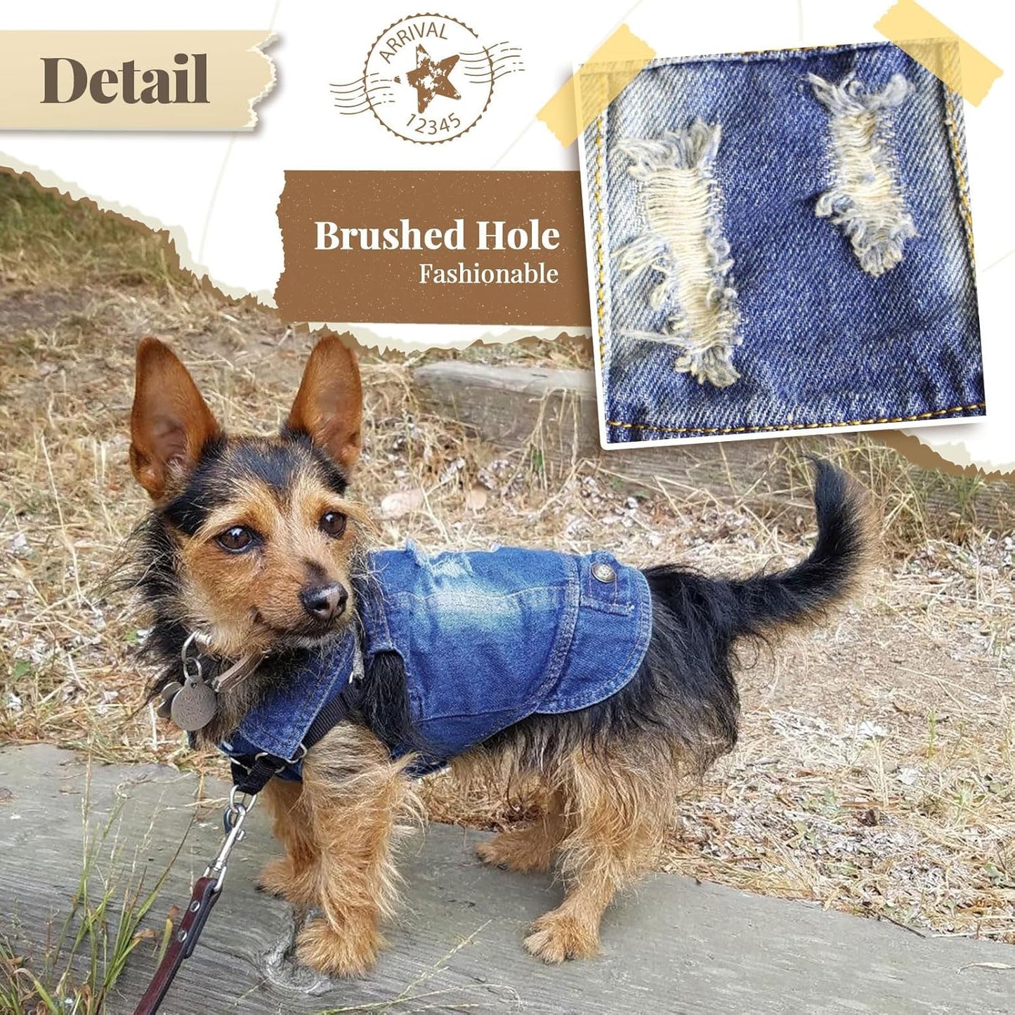 Cool Dog Jean Jacket Small Puppy Outfits Frenchie Clothes Denim Coats for Small Medium Dogs Cats Boys Girls Pet Vest Dog Shirt Clothing Doggy Costume (Blue, M(Suggest 6-9 Lbs))