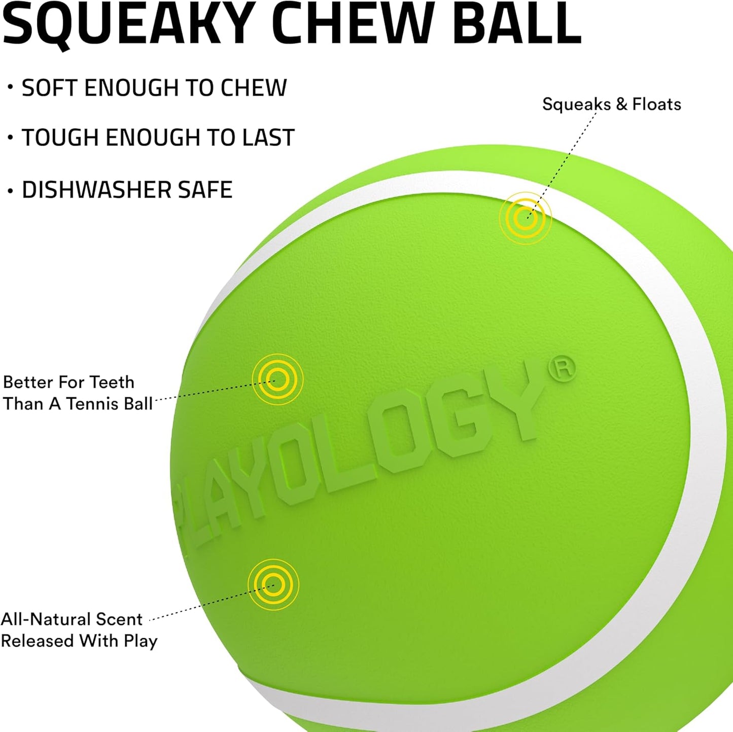 Squeaky Dog Toy | Durable Rubber Interactive Dog Ball | Sweet Potato Scented Fetch Ball for Medium Dogs | Floating Dog Toy Made from Non Toxic Materials