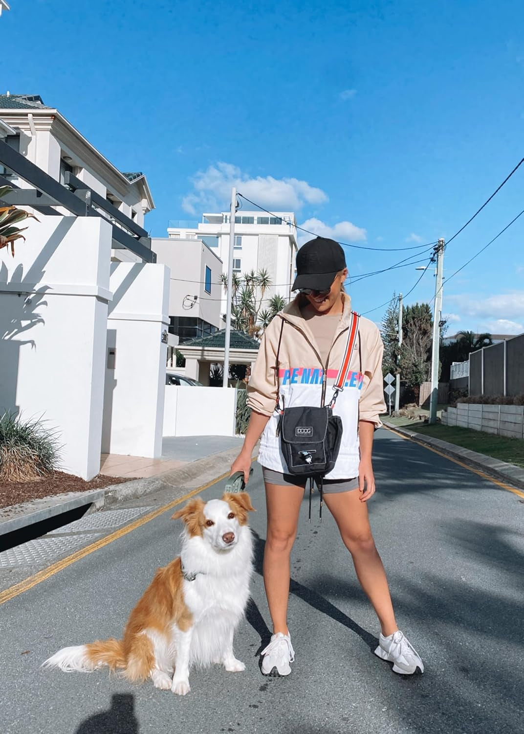 Walkie Bag - Adjustable Dog Treat Pouch Shoulder Bag with Poo Bag & Water Bottle Compartments - Comfort Fit for Everyday Use