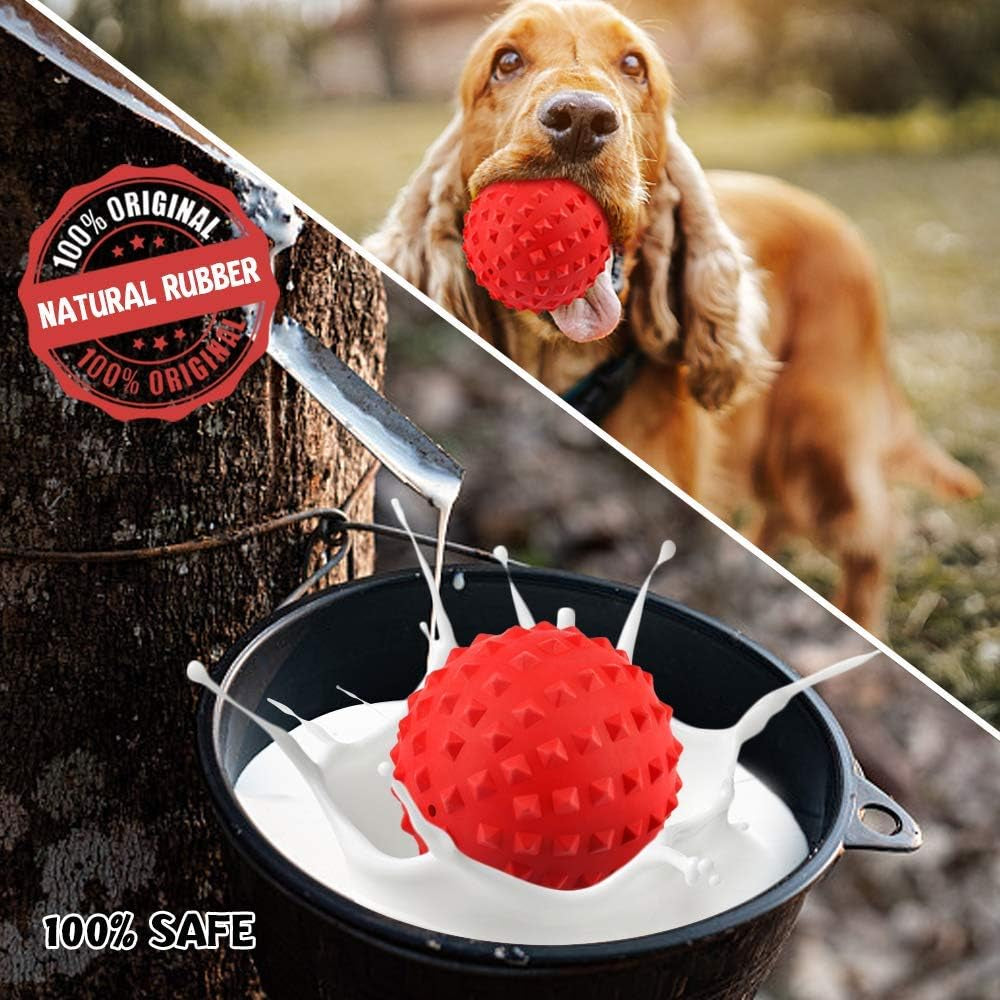 Dog Squeaky Toys for Aggressive Chewers Large Breed Balls Interactive Ball Toy Almost Indestructible Tough Durable Stick Medium Small Dogs Puppy Chew with Non-Toxic Natural Rubber