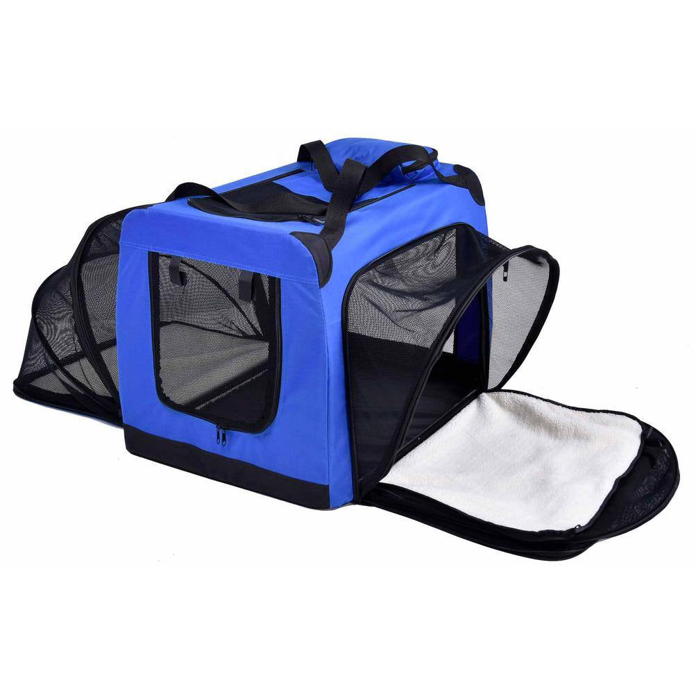 Hounda Accordion Metal Framed Collapsible Expandable Pet Dog Crate - Small in Blue
