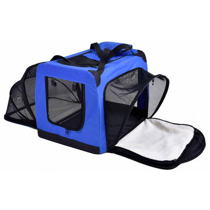 Hounda Accordion Metal Framed Collapsible Expandable Pet Dog Crate - Small in Blue