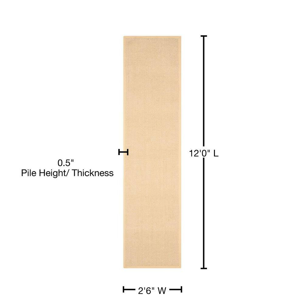 Natural Fiber Maize/Wheat 3 Ft. X 12 Ft. Border Runner Rug