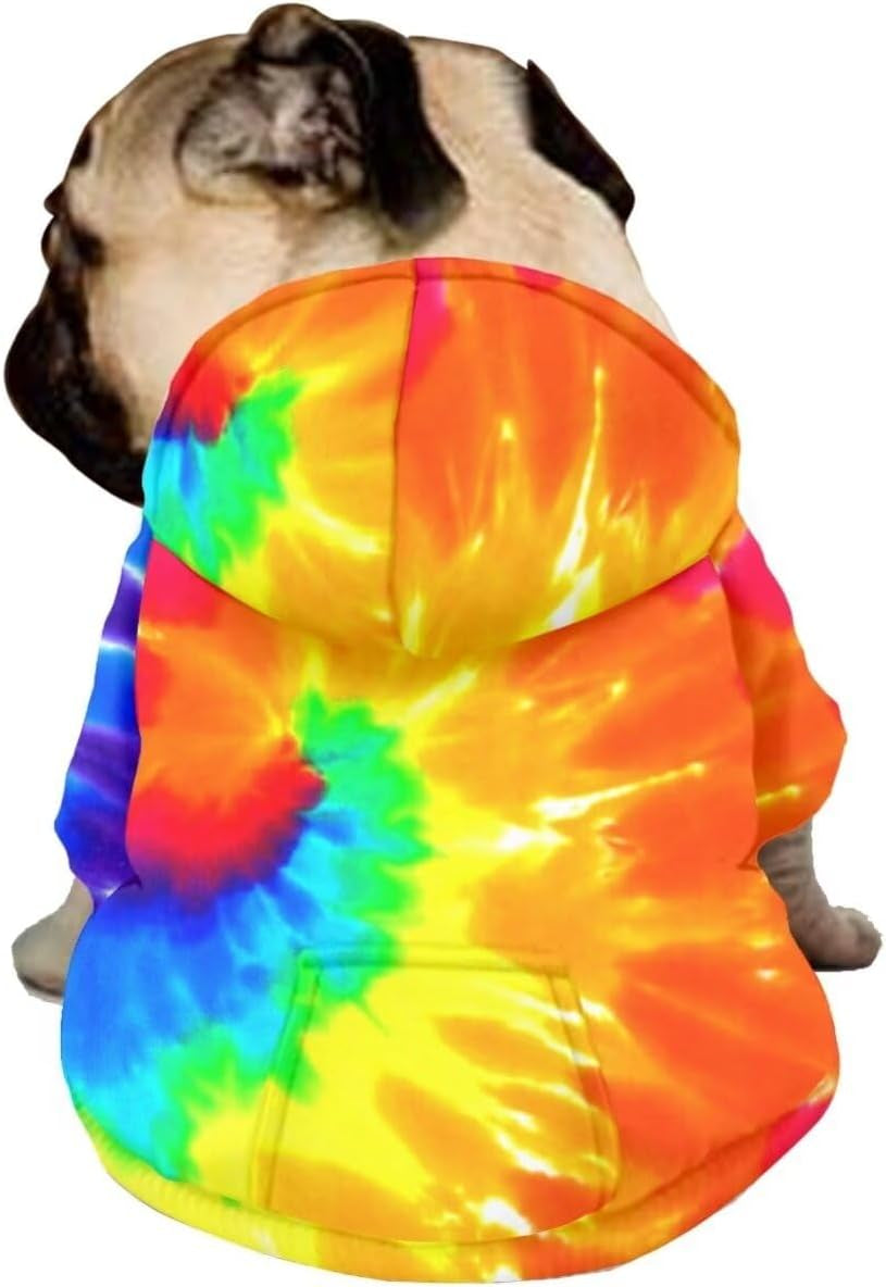 Dog Hoodie Dog Sweaters with Hat, Tie-Dye Rainbow Soft and Warm Dog Sweater for Small Medium Large Dogs Cats Shirt - S, Small (Pack of 1), (D86)