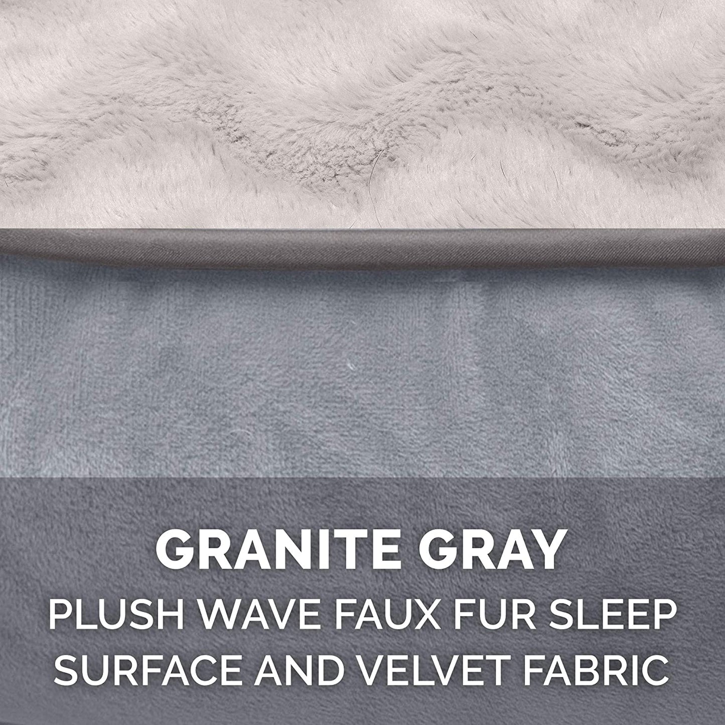Memory Foam Dog Bed for Medium/Small Dogs W/ Removable Bolsters & Washable Cover, for Dogs up to 35 Lbs - Plush & Velvet Waves Perfect Comfort Sofa - Granite Gray, Medium