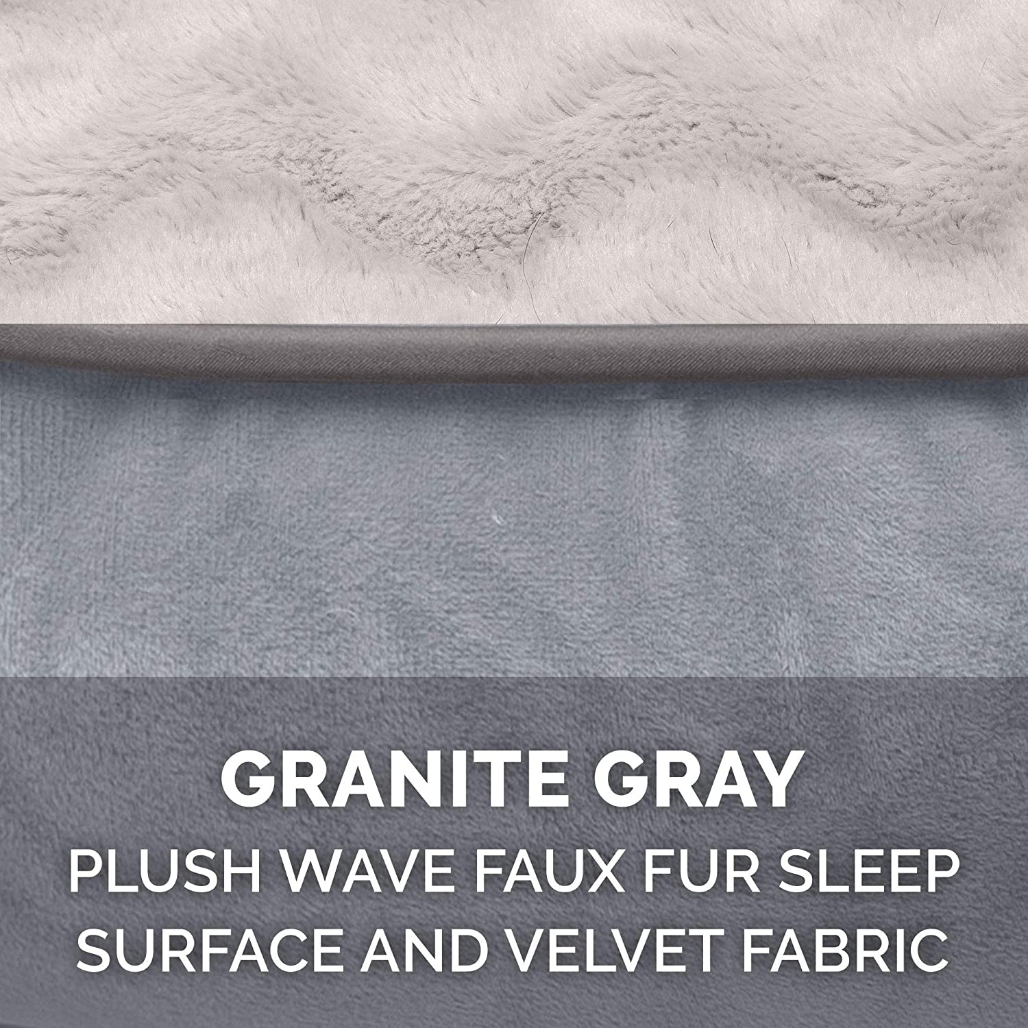 Memory Foam Dog Bed for Medium/Small Dogs W/ Removable Bolsters & Washable Cover, for Dogs up to 35 Lbs - Plush & Velvet Waves Perfect Comfort Sofa - Granite Gray, Medium