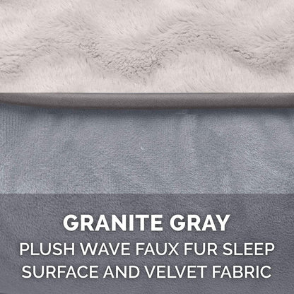 Memory Foam Dog Bed for Medium/Small Dogs W/ Removable Bolsters & Washable Cover, for Dogs up to 35 Lbs - Plush & Velvet Waves Perfect Comfort Sofa - Granite Gray, Medium