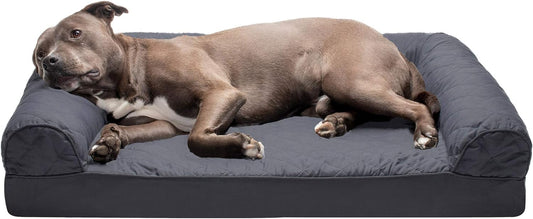 Orthopedic Dog Bed for Large/Medium Dogs W/ Removable Bolsters & Washable Cover, for Dogs up to 55 Lbs - Quilted Sofa - Iron Gray, Large
