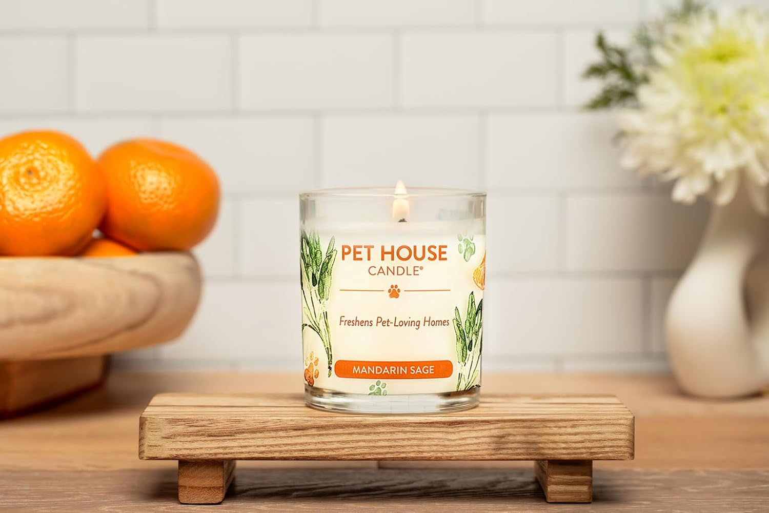 Pet Friendly Candle, 9 OZ Scented Soy Candle, Clean Burning, Long Lasting Air Freshener for Home - Mandarin Sage