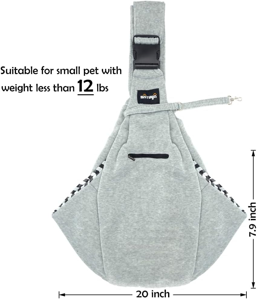 Small Dog Carrier Sling Cat Sling,Adjustable Strap Hand Free Pet Puppy for Outdoor Traveling Subway (Gray, Snap)